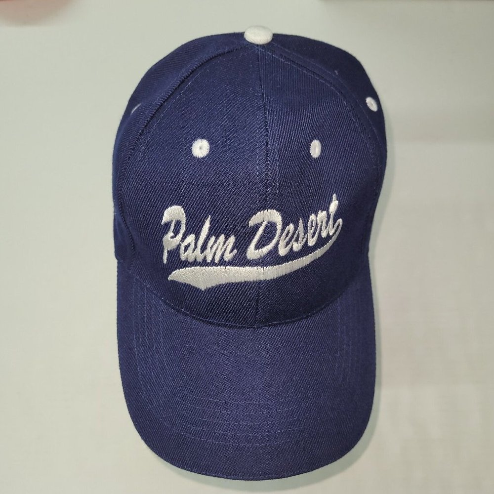 Palm Desert Baseball Cap Mens OSFM Navy‎ Blue Embroidered Script Hook Loop
